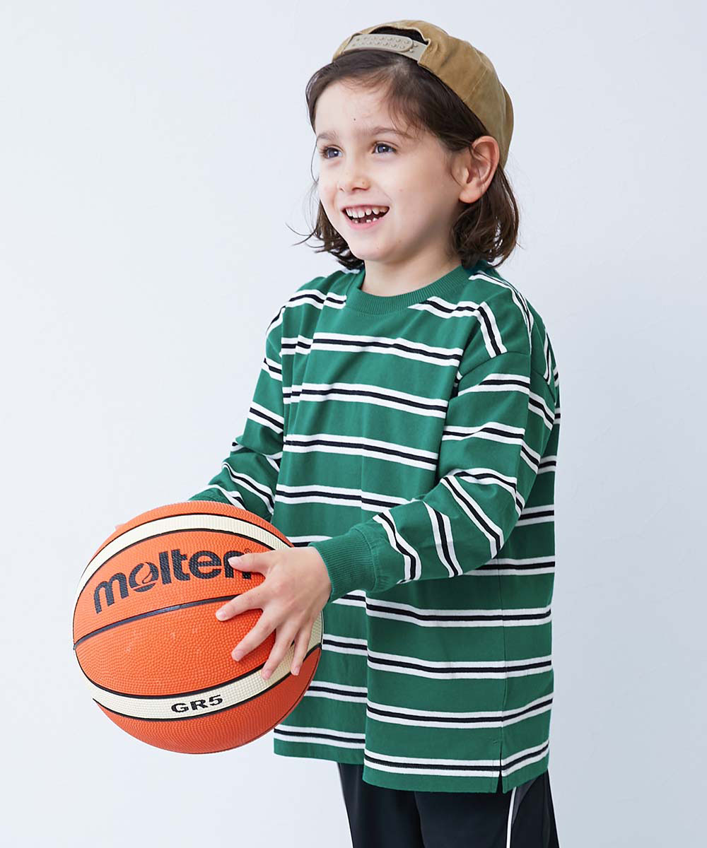 ロンT トップス 綿100% お洗濯してもよれにくい ビッグシルエット 袖リブ ボーダー 長袖Tシャツ キッズ ベビー服 子供服 男の子 女の子  デビロック devirock | devirock | 10