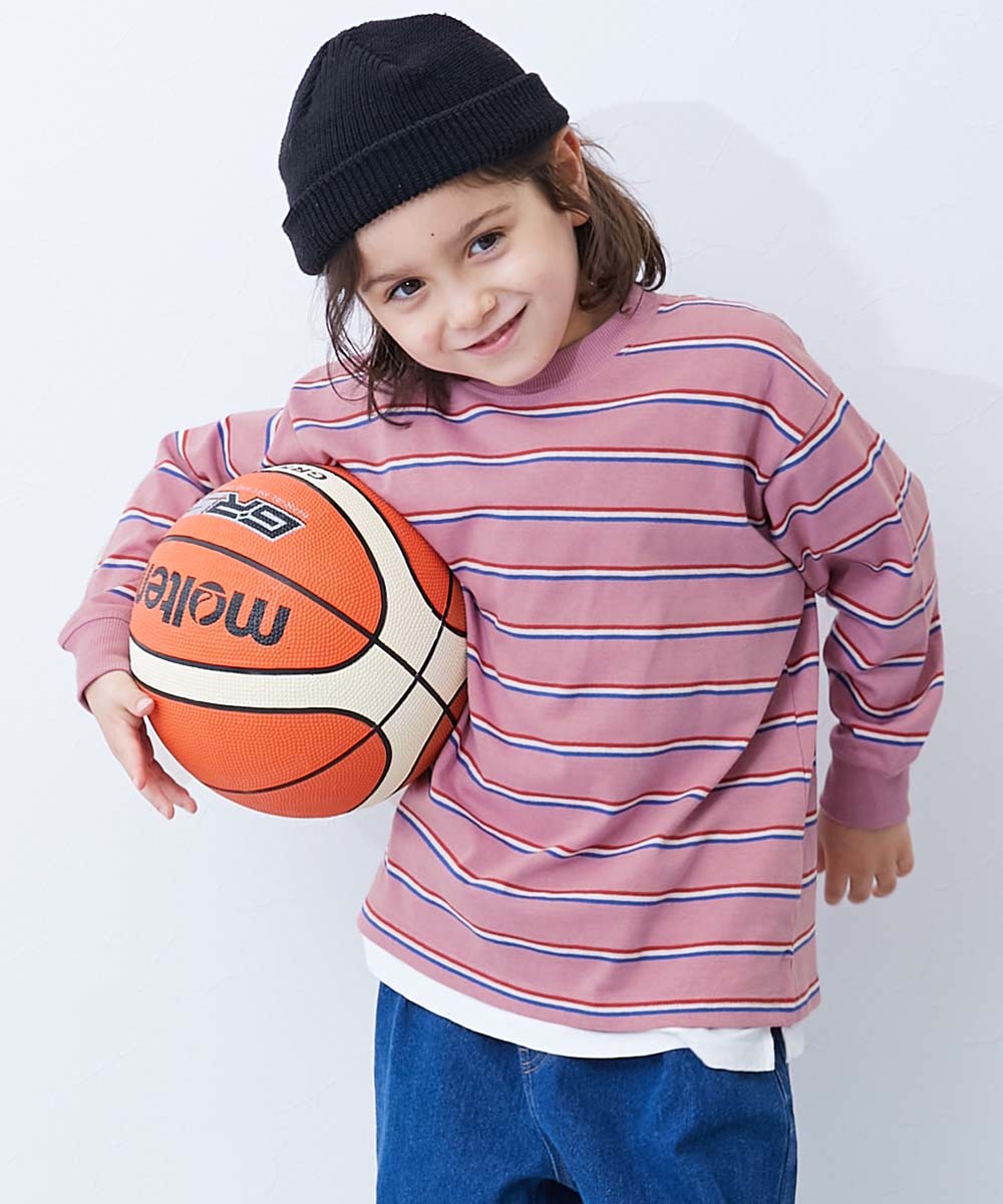 ロンT トップス 綿100% お洗濯してもよれにくい ビッグシルエット 袖リブ ボーダー 長袖Tシャツ キッズ ベビー服 子供服 男の子 女の子  デビロック devirock | devirock | 11