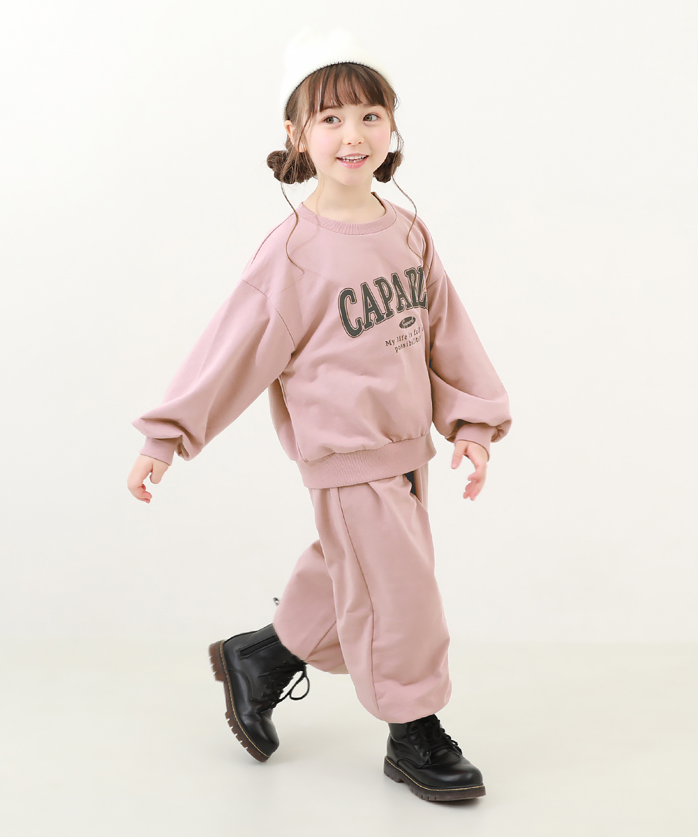 パジャマ キッズ 子供服 女の子 ミニ裏毛 カレッジロゴ セットアップ ガールズ 長袖 ルームウェア...