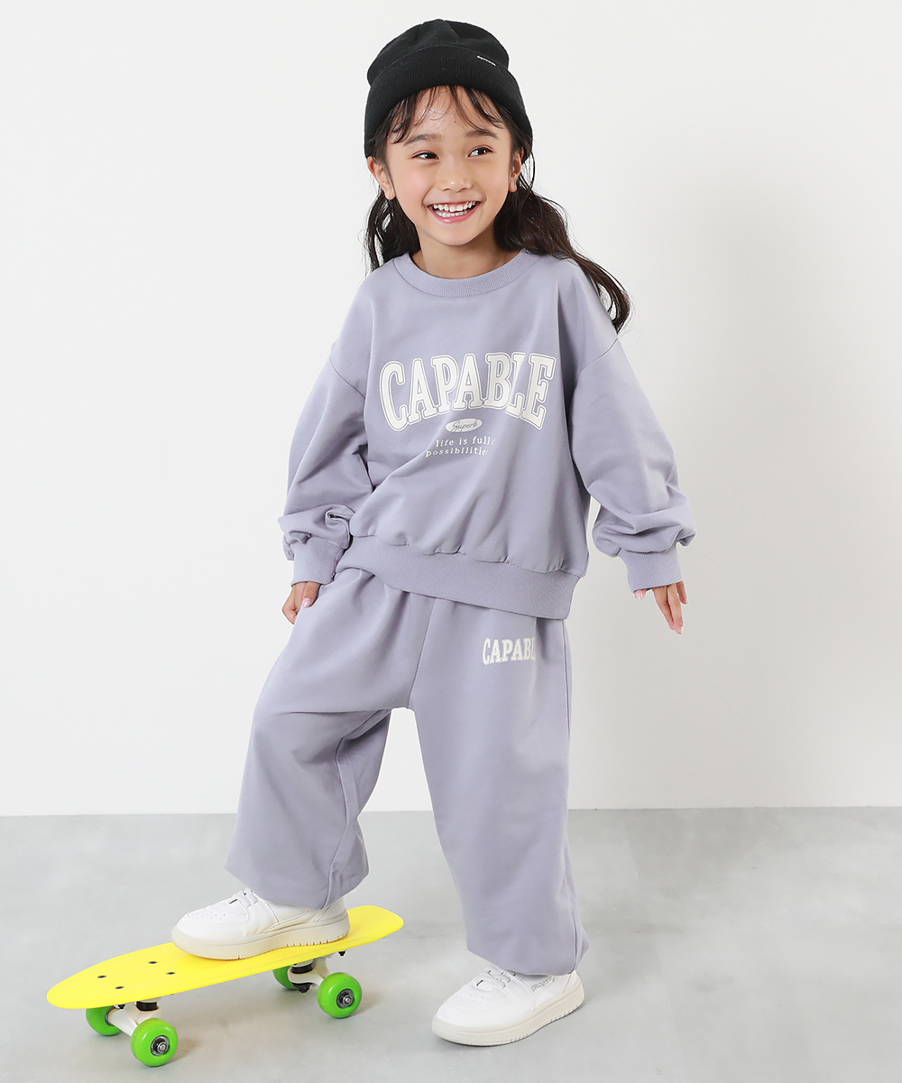 パジャマ キッズ 子供服 女の子 ミニ裏毛 カレッジロゴ セットアップ ガールズ 長袖 ルームウェア...