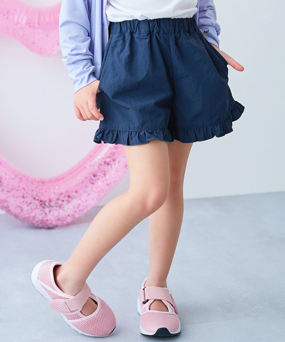 半ズボン ハーフパンツ ボトムス 【水はじく】撥水ナイロン 裾フリルショートパンツ(水陸両用) devirock 26ss_水はじく 26summer_girls | devirock | 02