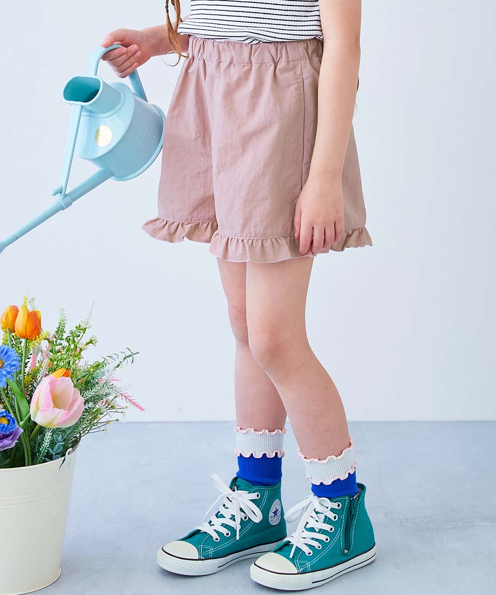 半ズボン ハーフパンツ ボトムス 【水はじく】撥水ナイロン 裾フリルショートパンツ(水陸両用) devirock 26ss_水はじく 26summer_girls | devirock | 05