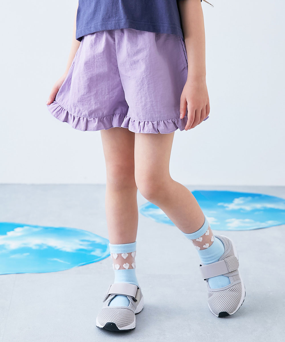 半ズボン ハーフパンツ ボトムス 【水はじく】撥水ナイロン 裾フリルショートパンツ(水陸両用) devirock 26ss_水はじく 26summer_girls | devirock | 04