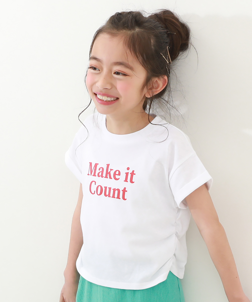 子供服 サイドギャザー 半袖Tシャツキッズ 女の子 トップス 半袖Tシャツ Tシャツ デビロック d...