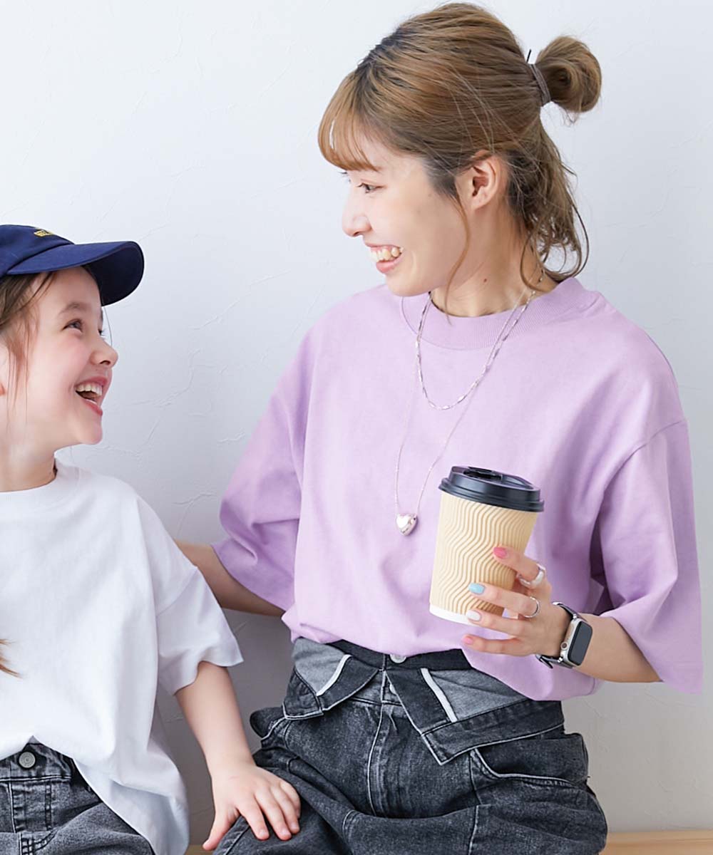リンクコーデ 親子コーデ お揃い おそろい リンク 耐久 Tシャツ トップス 綿100% お洗濯してもよれにくい ビッグシルエット 大人 半袖Tシャツ キッズ  devirock | devirock | 14