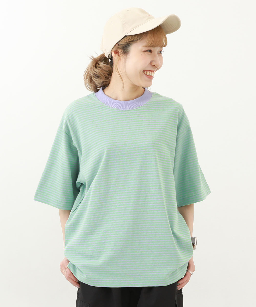 リンクコーデ 親子コーデ おそろい リンク 耐久 Tシャツ トップス 綿100% お洗濯してもよれにくい ビッグシルエット 大人 ボーダー 半袖Tシャツ devirock | devirock | 04