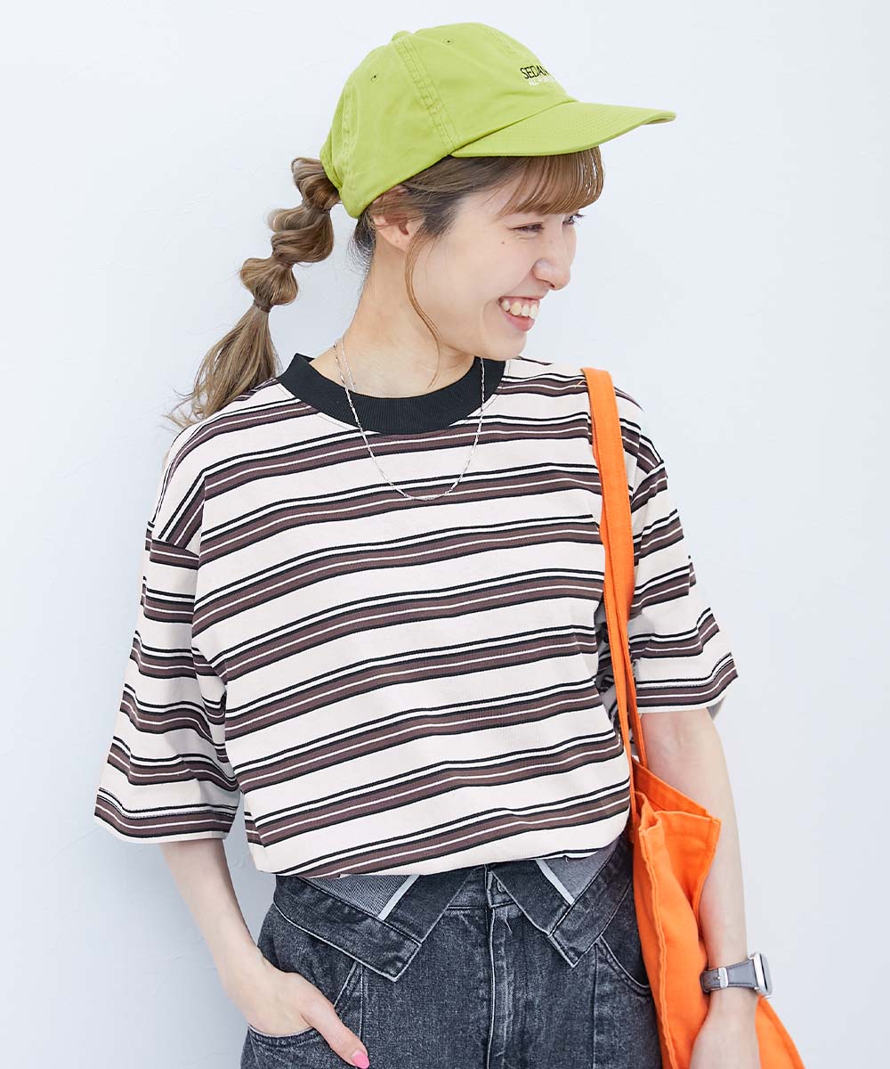 リンクコーデ 親子コーデ おそろい リンク 耐久 Tシャツ トップス 綿100% お洗濯してもよれにくい ビッグシルエット 大人 ボーダー 半袖Tシャツ devirock | devirock | 15