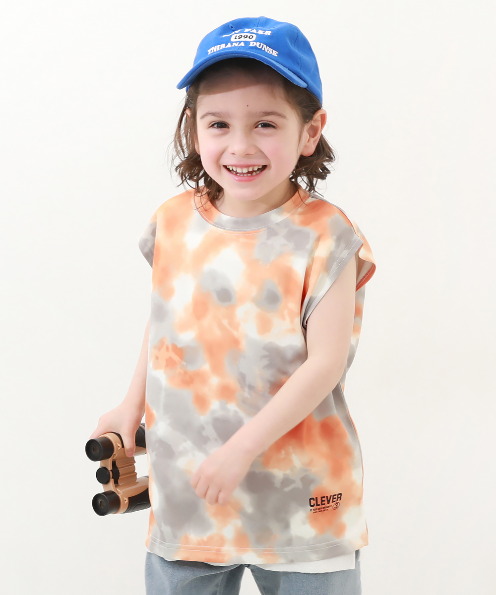 【アウトレット】子供服 サラっとストレッチ メッシュ タイダイタンクキッズ   トップス タンクトップ キャミソール ノースリーブ デビロック devirock | devirock | 03