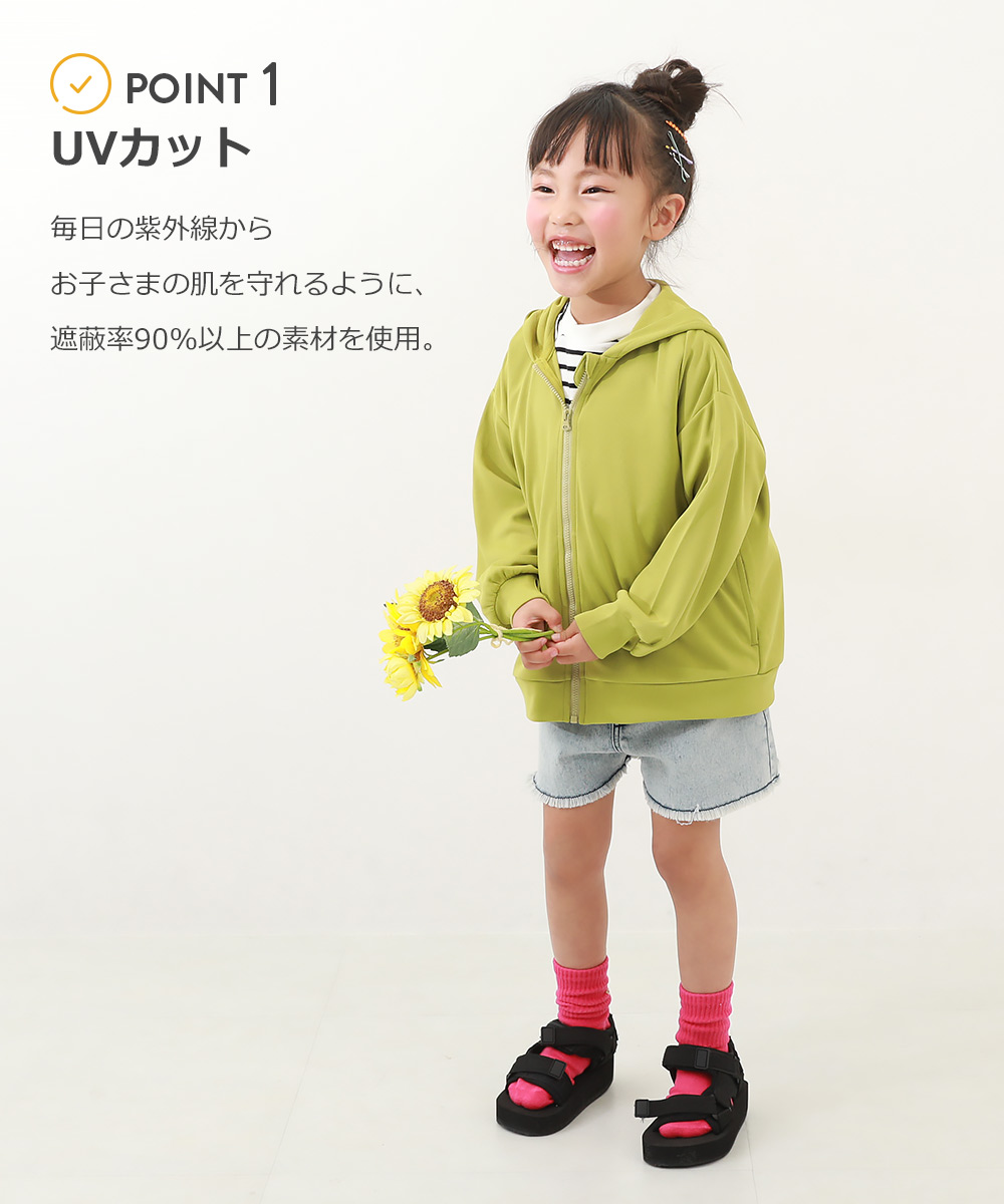 devirock 子供服 サラっとストレッチ メッシュ UVカットパーカー