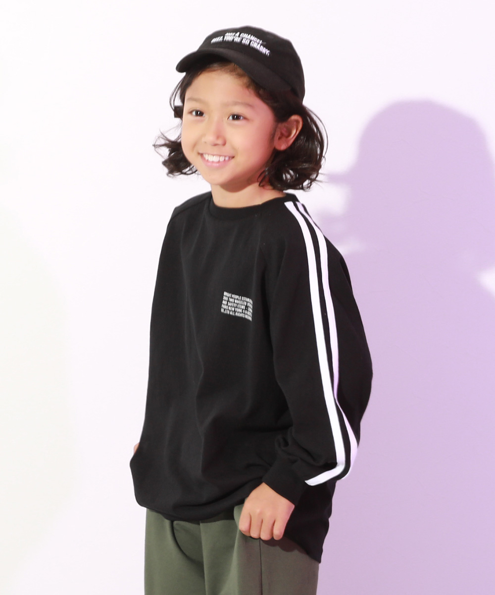 ダンス キッズ 長袖tシャツ 子供服 男の子 綿100% 袖ライン ラグラン トップス ロンT DA...