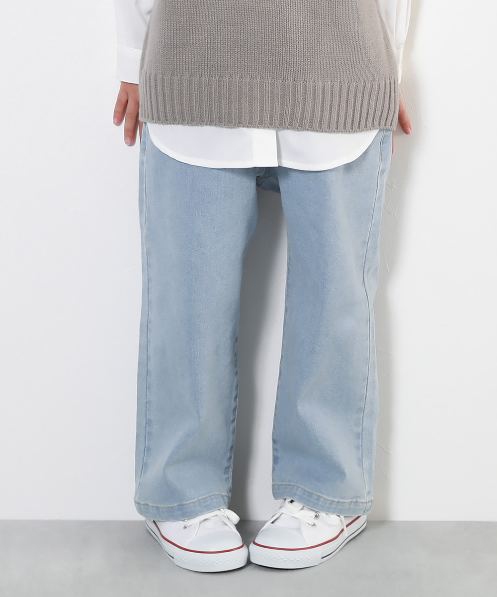 デニムパンツ ロングパンツ 長ズボン ボトムス ストレッチデニム ワイドパンツ キッズ 子供服 女の子  デビロック devirock | devirock | 02