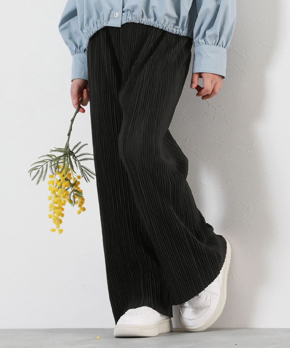 ロングパンツ 長ズボン ボトムス セルフカット プリーツ ワイドパンツ キッズ 子供服 女の子  デビロック devirock | devirock | 01