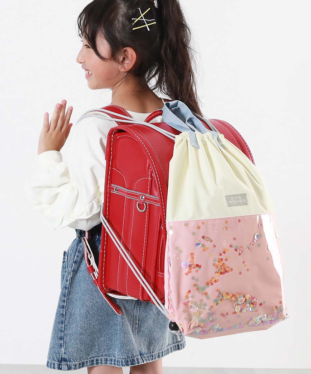 きらきら ランドセルの上から背負える ナップサック キッズ 子供服 女の子  デビロック devirock | devirock | 02