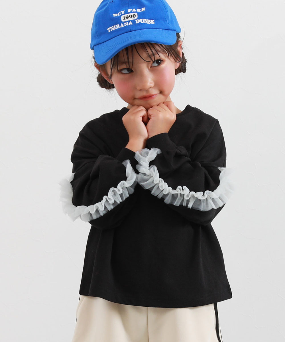 ロンT トップス 袖チュール 長袖Tシャツ キッズ 子供服 女の子  デビロック devirock | devirock | 02