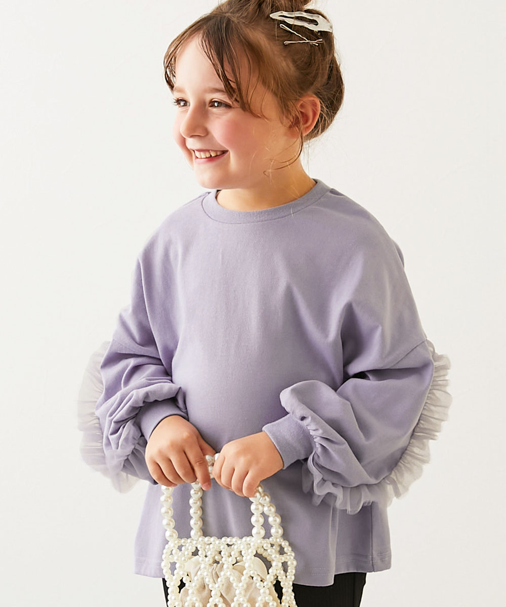 ロンT トップス 袖チュール 長袖Tシャツ キッズ 子供服 女の子  デビロック devirock | devirock | 04