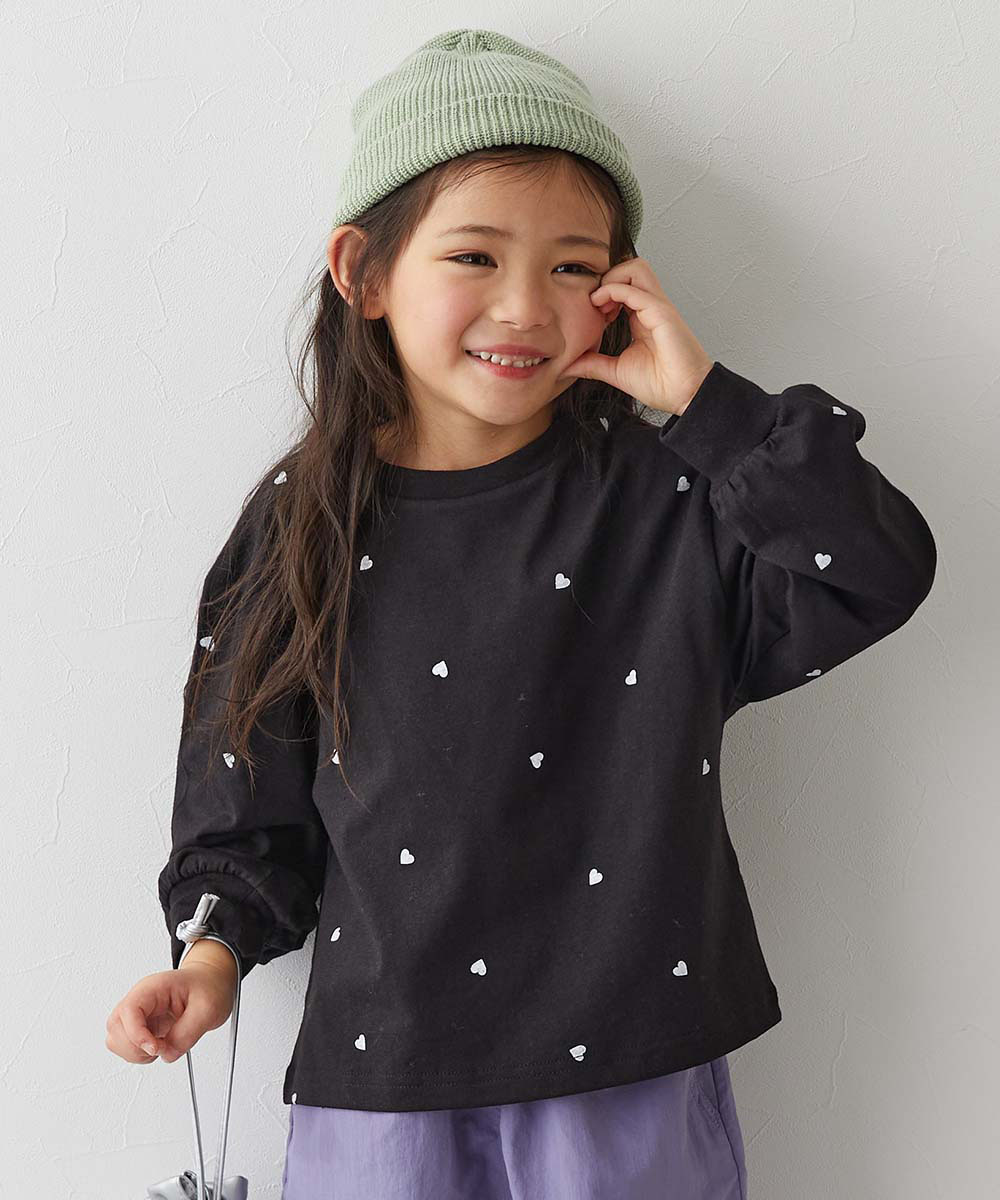 ロンT トップス ハート総柄 長袖Tシャツ キッズ 子供服 女の子  デビロック devirock 26ss_girls | devirock | 02
