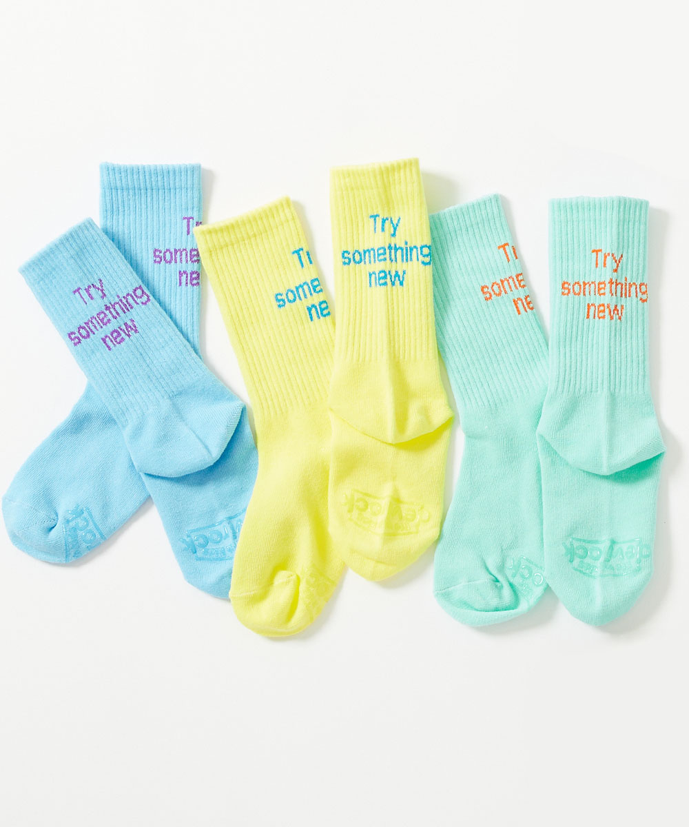 入園 入学 通園 通学 小学校 幼稚園 保育園 運動会 カラーソックス 派手 靴下 親子で使える 3足セット ネオンカラー ロゴソックス キッズ 子供服 devirock | devirock | 03