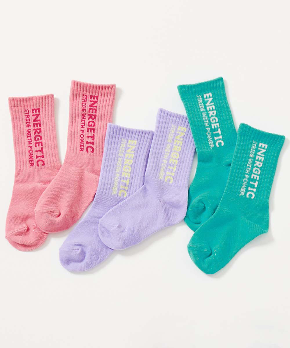 入園 入学 通園 通学 小学校 幼稚園 保育園 運動会 カラーソックス 派手 靴下 親子で使える 3足セット ネオンカラー ロゴソックス キッズ 子供服 devirock | devirock | 05