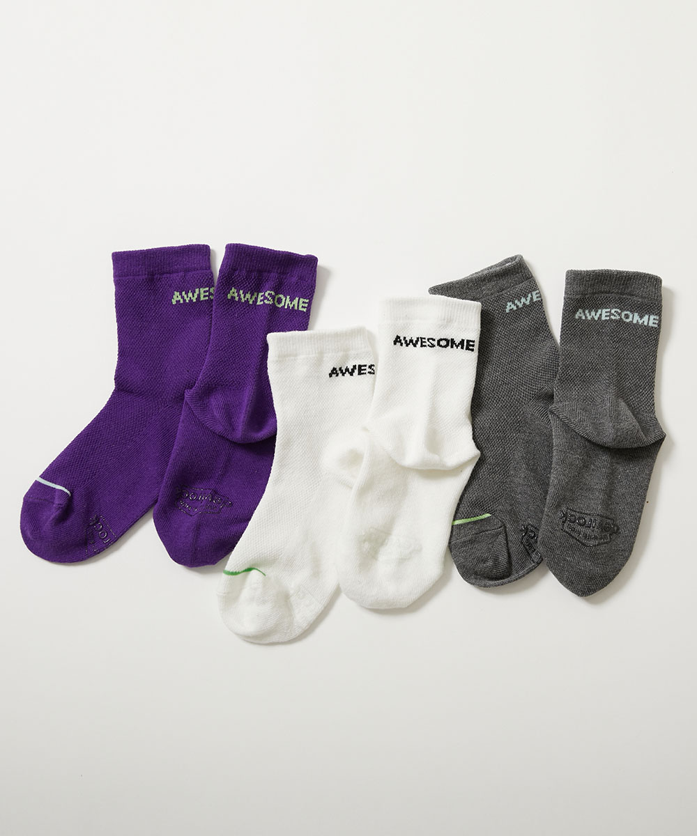 靴下 3足セット ネオンカラー メッシュ ショート丈ソックス 運動会 蛍光カラー 目立つ 派手カラー キッズ 子供服 男の子 女の子 涼しい 蒸れにくい 薄手 通気性 | devirock | 01