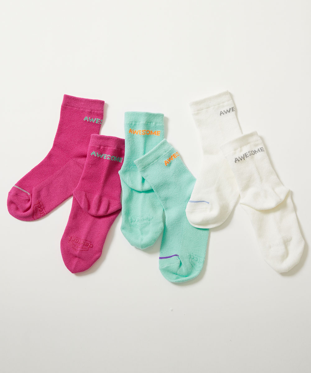 靴下 3足セット ネオンカラー メッシュ ショート丈ソックス 運動会 蛍光カラー 目立つ 派手カラー キッズ 子供服 男の子 女の子 涼しい 蒸れにくい 薄手 通気性 | devirock | 03