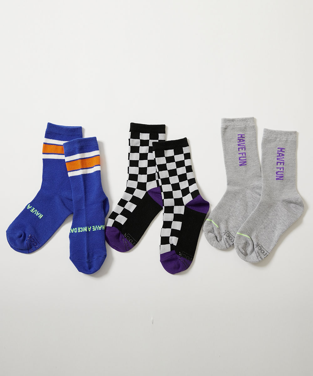 靴下 3足セット メッシュ切り替え デザインソックス キッズ 子供服 男の子 女の子  デビロック devirock 涼しい 蒸れにくい 薄手 通気性 | devirock | 03