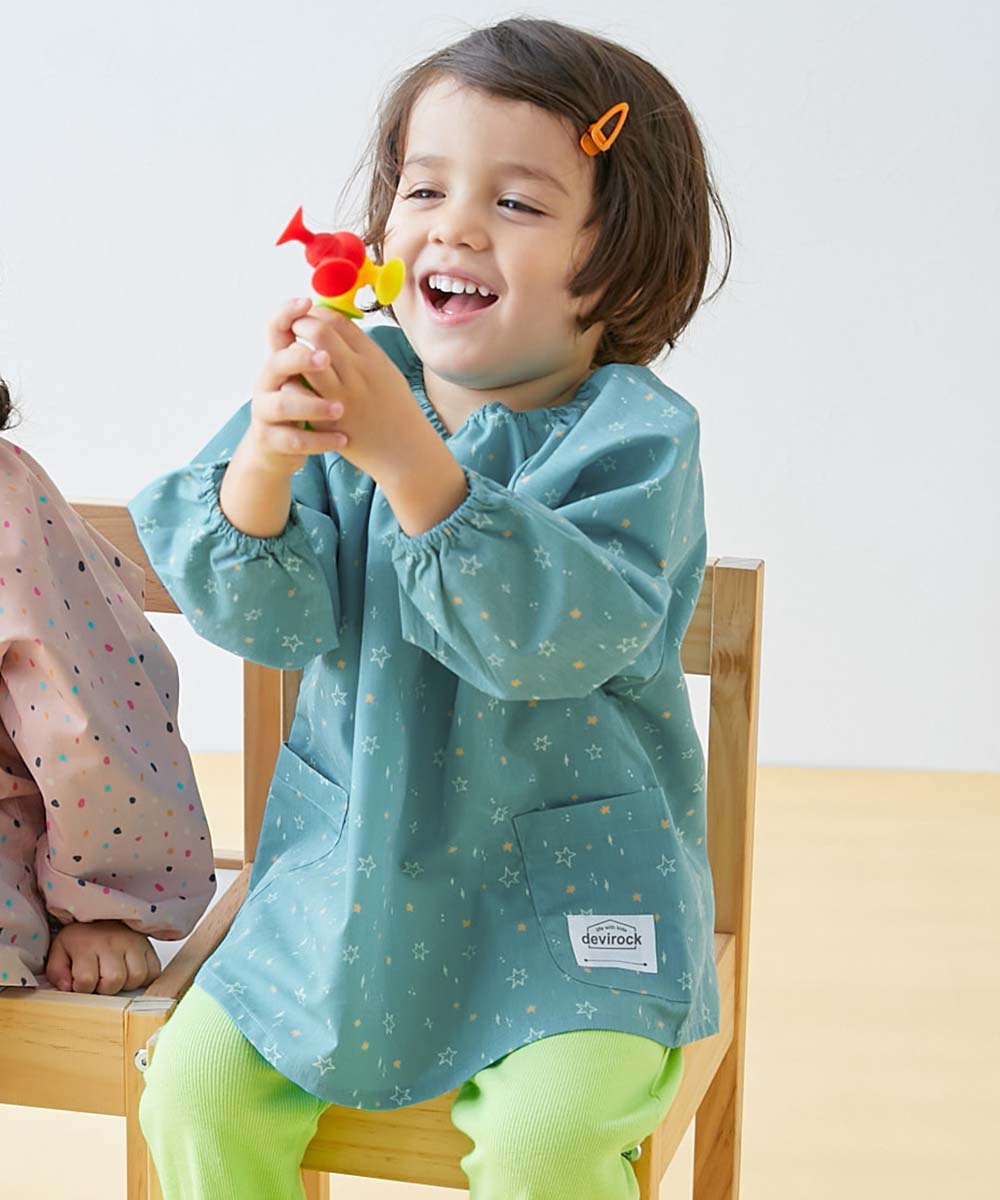 どっちも前 速乾 シワになりにくいスモック キッズ 子供服 男の子 女の子  デビロック devirock | devirock | 02