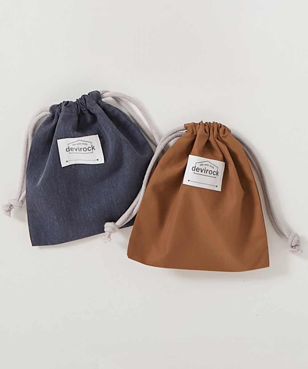 スクールバッグ 巾着 入園 入学 通園 通学 小学校 2枚セット 速乾 シワになりにくい バケット型巾着 小サイズ 子供服 男の子 女の子  デビロック devirock | devirock | 04