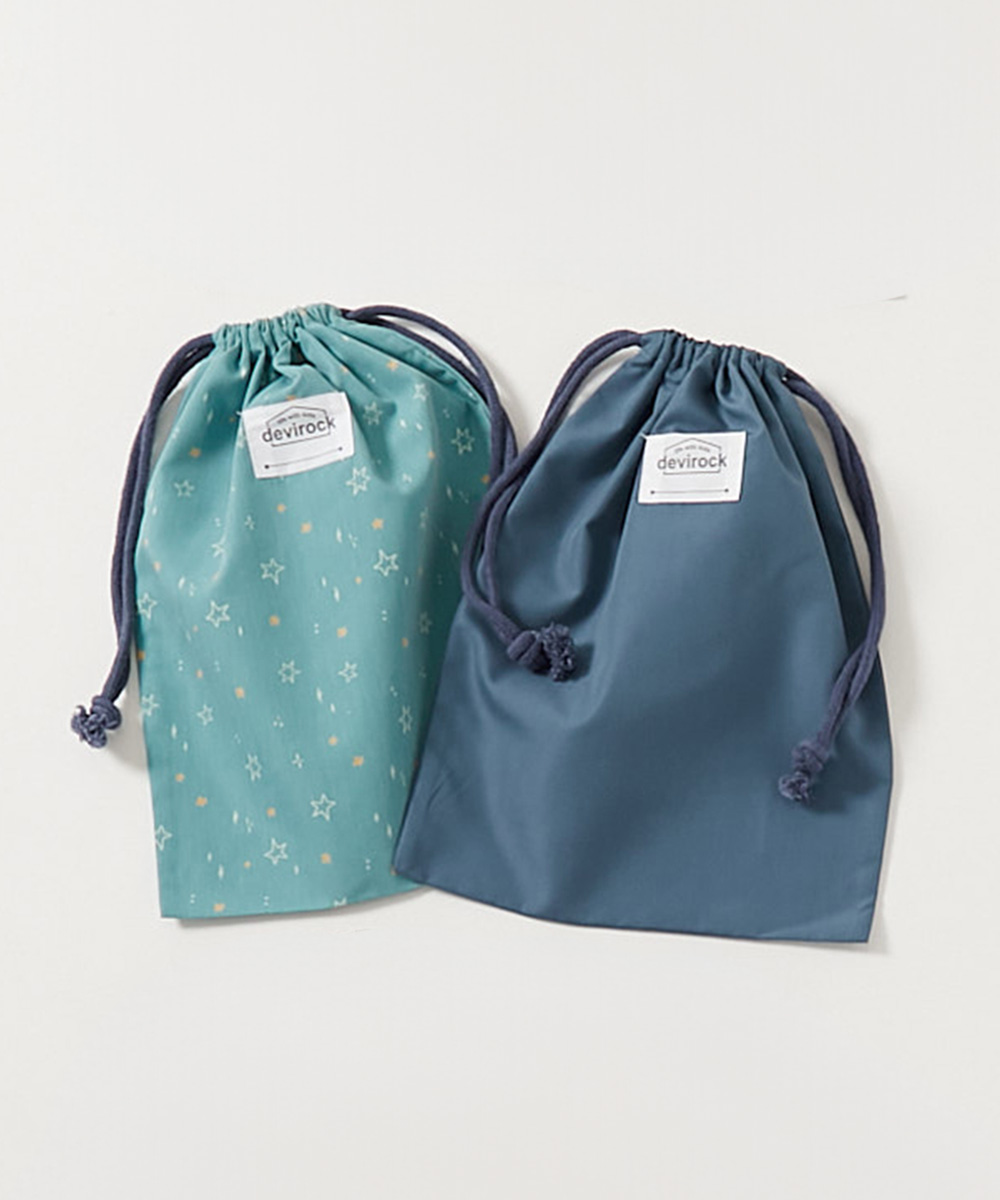 スクールバッグ 巾着 入園 入学 通園 通学 小学校 2枚セット 速乾 シワになりにくい バケット型巾着 中サイズ 子供服 男の子 女の子  デビロック devirock | devirock | 02