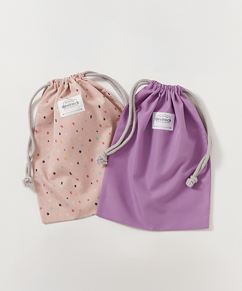 スクールバッグ 巾着 入園 入学 通園 通学 小学校 2枚セット 速乾 シワになりにくい バケット型巾着 中サイズ 子供服 男の子 女の子  デビロック devirock | devirock | 03