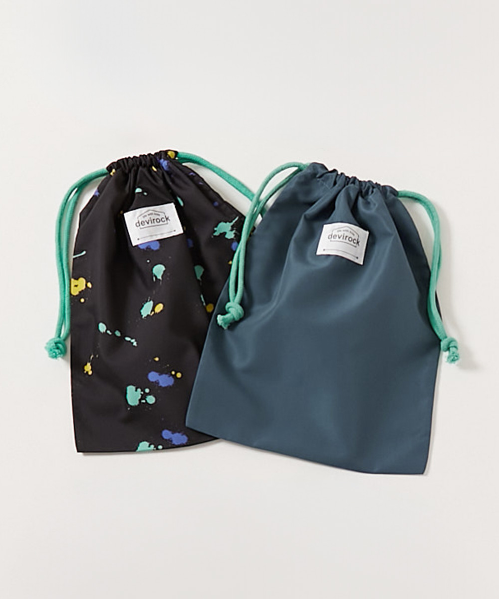 スクールバッグ 巾着 入園 入学 通園 通学 小学校 2枚セット 速乾 シワになりにくい バケット型巾着 中サイズ 子供服 男の子 女の子  デビロック devirock | devirock | 06