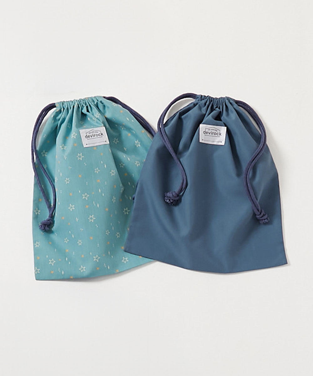 スクールバッグ 巾着 入園 入学 通園 通学 小学校 2枚セット 速乾 シワになりにくい バケット型巾着 大サイズ 子供服 男の子 女の子  デビロック devirock | devirock | 02