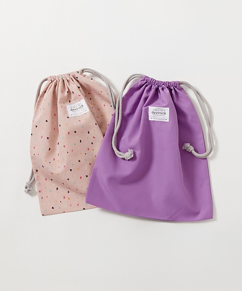 スクールバッグ 巾着 入園 入学 通園 通学 小学校 2枚セット 速乾 シワになりにくい バケット型巾着 大サイズ 子供服 男の子 女の子  デビロック devirock | devirock | 03