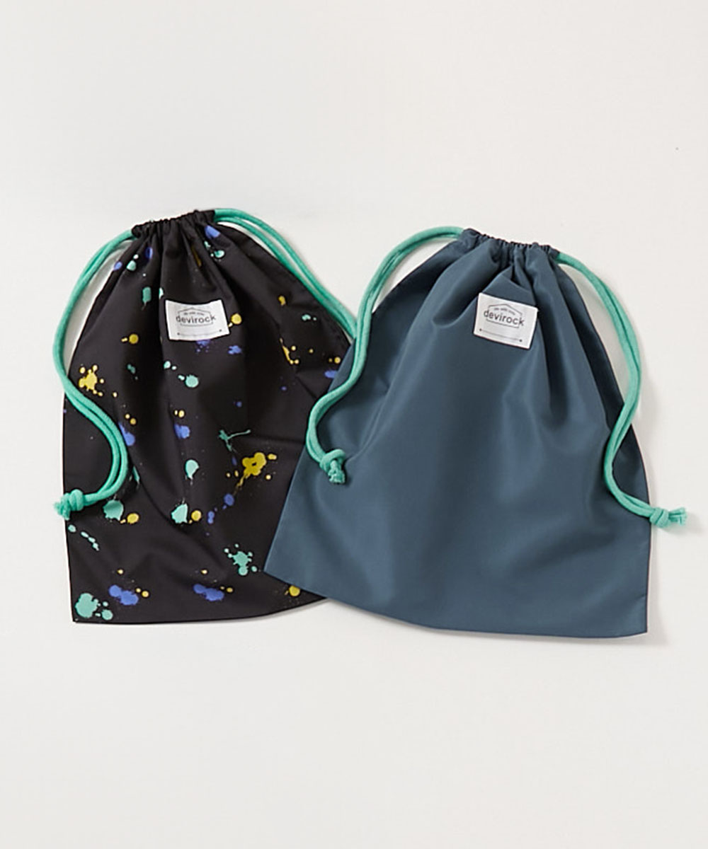 スクールバッグ 巾着 入園 入学 通園 通学 小学校 2枚セット 速乾 シワになりにくい バケット型巾着 大サイズ 子供服 男の子 女の子  デビロック devirock | devirock | 06