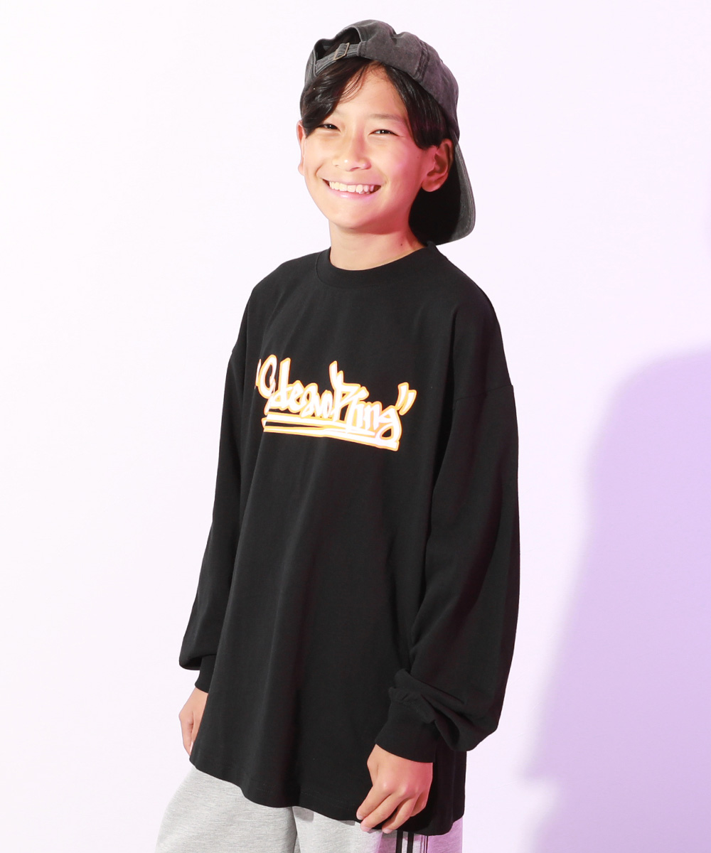 ダンス キッズ 長袖tシャツ 綿100% スーパーBIGシルエット プリント 袖リブ 子供服 男の子 女の子 トップス ロンt DANCE デビロック devirock | devirock | 05