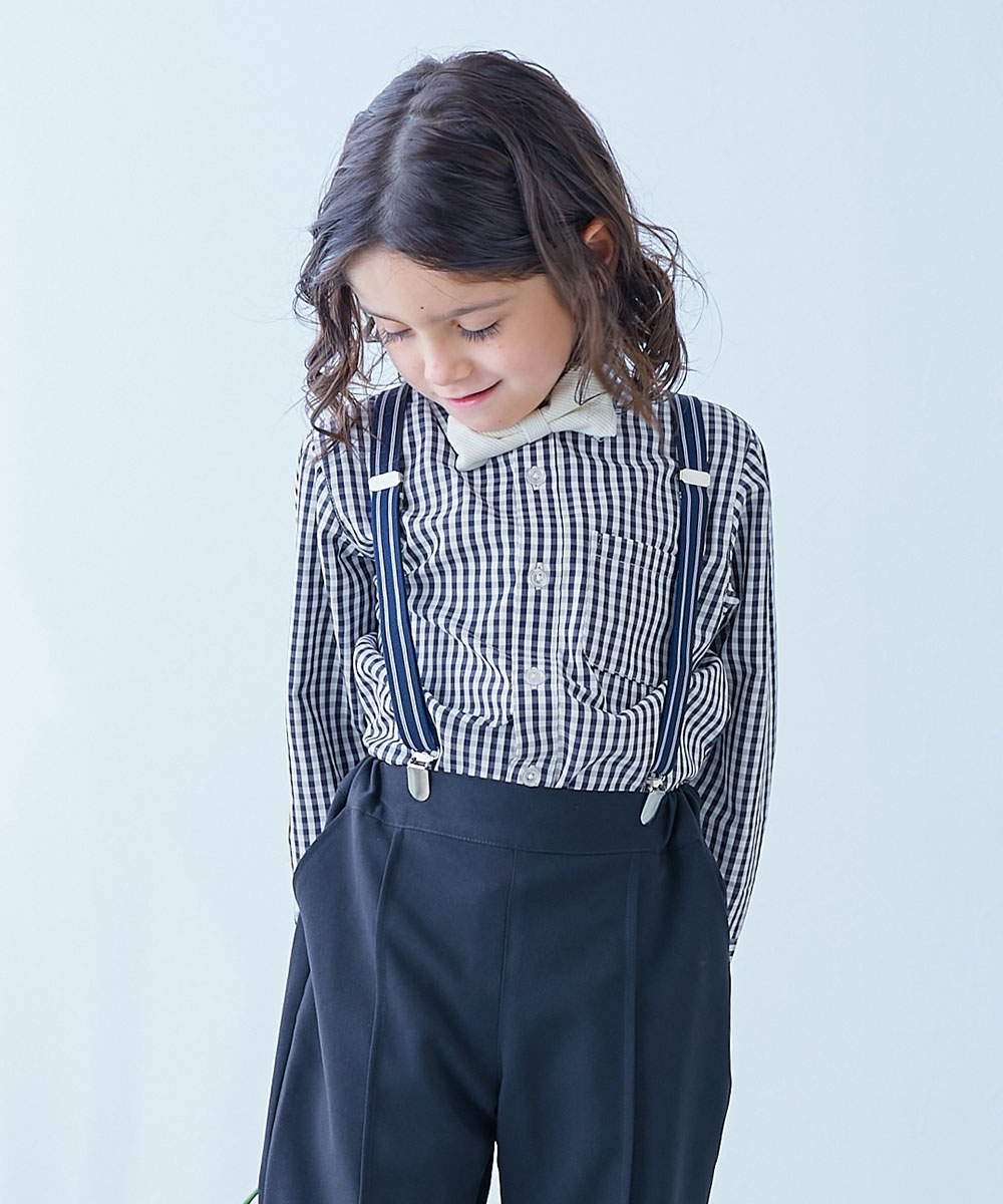 KIDILL ブラウス　シャツ ex/tra】ギンガムニット スタンドカラーシャツ｜シャツ/ブラウス