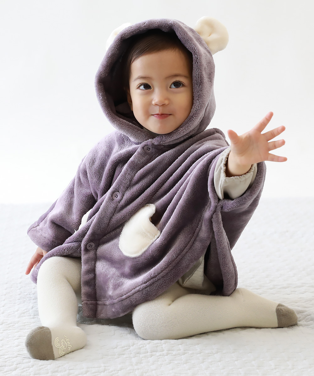 子供服 静電気防止 のんビリ シャギーフリース 耳付きポンチョキッズ ベビー 男の子 女の子 アウター ジャケット ポンチョ デビロック devirock | devirock | 02