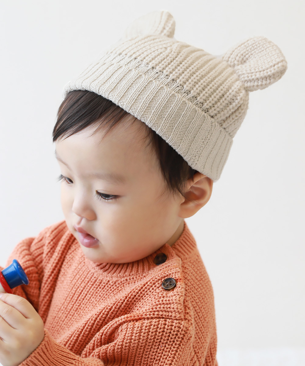 洗える ベビー おでこがチクチクしない どうぶつ耳付きニット帽 キッズ 子供服 男の子 女の子  デビロック devirock | devirock | 01