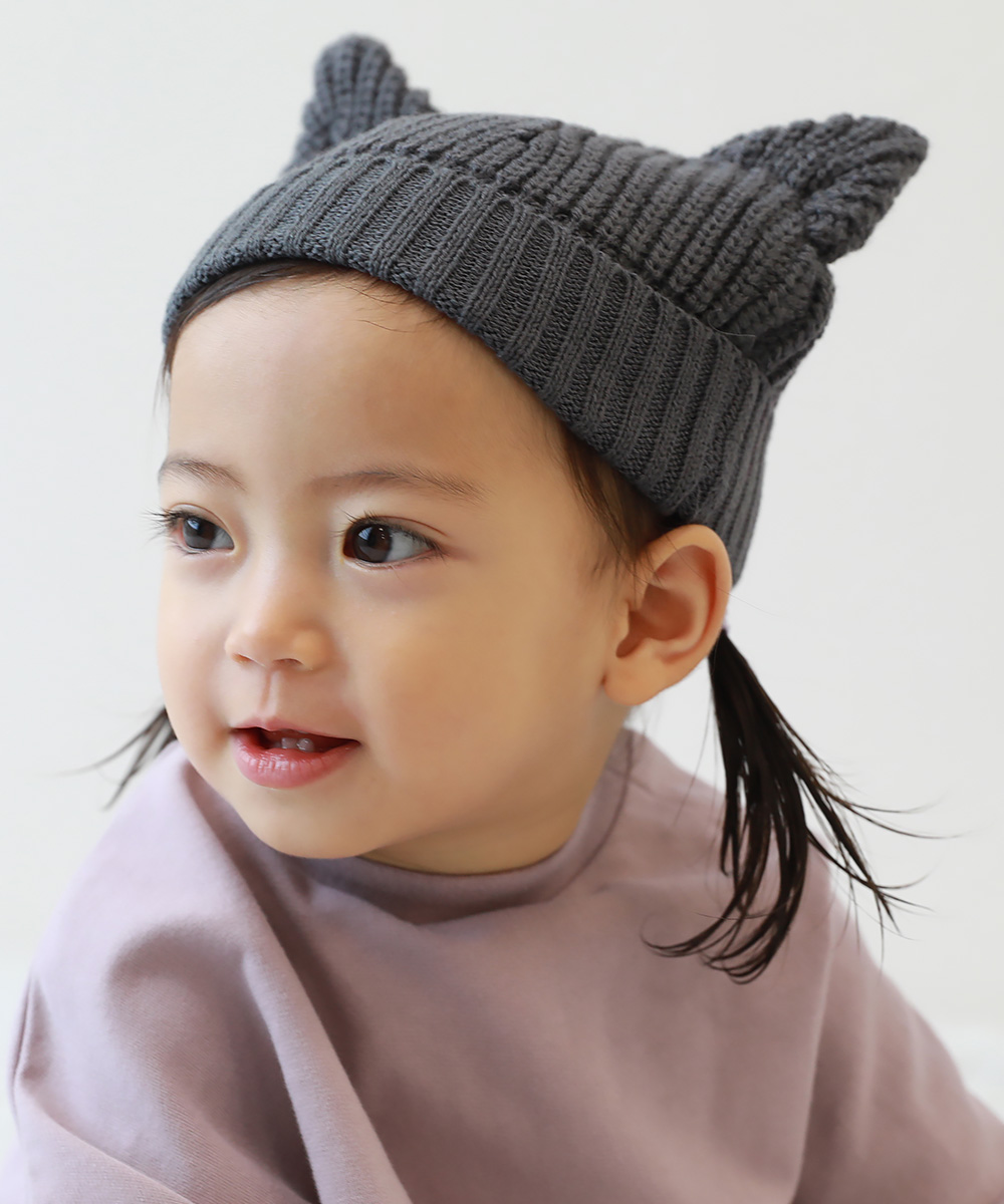 洗える ベビー おでこがチクチクしない どうぶつ耳付きニット帽 キッズ 子供服 男の子 女の子  デビロック devirock | devirock | 02