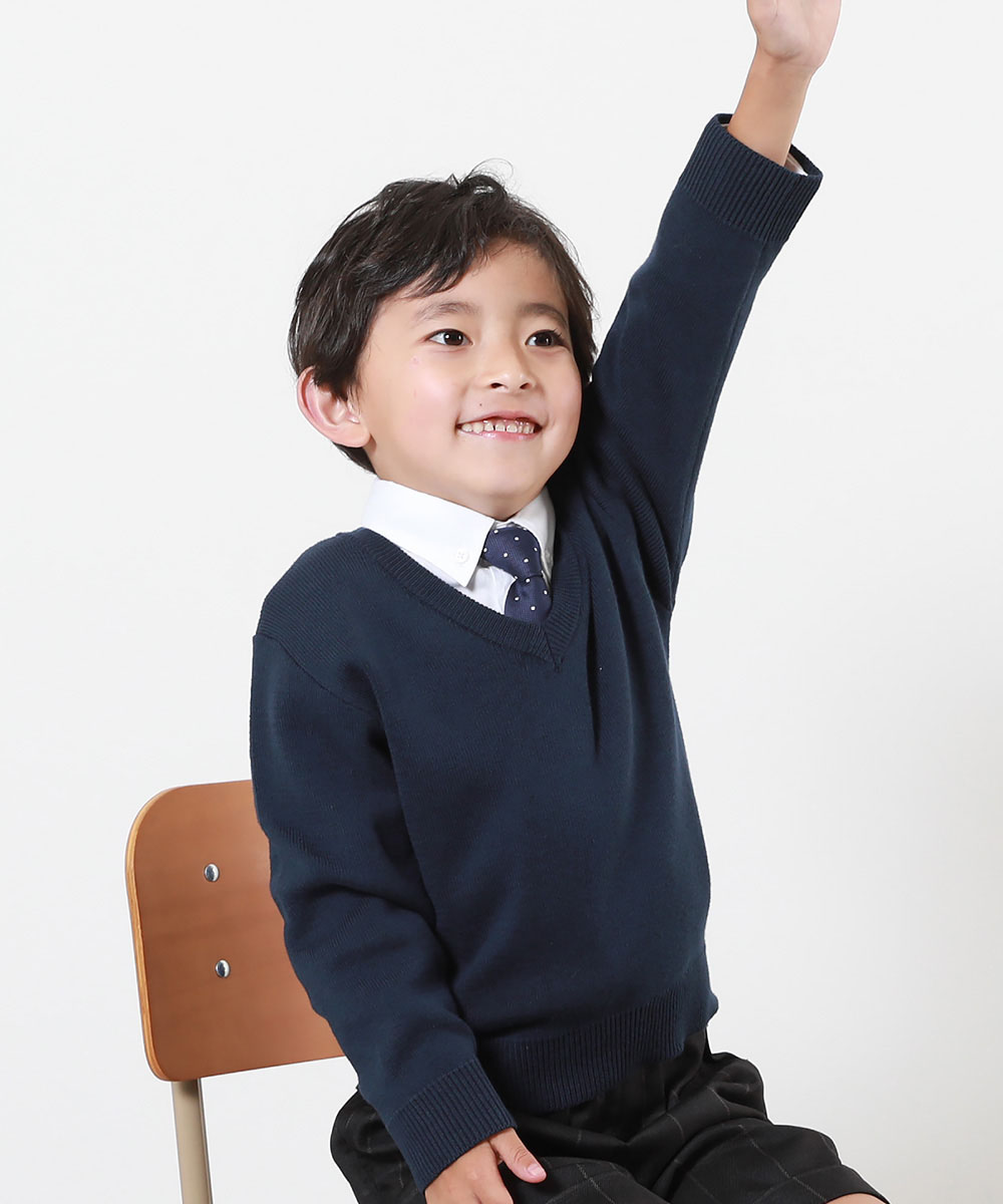 綿100％ 洗える スクールニット Vネック プルオーバー キッズ 子供服 男の子 女の子  デビロック devirock | devirock | 02