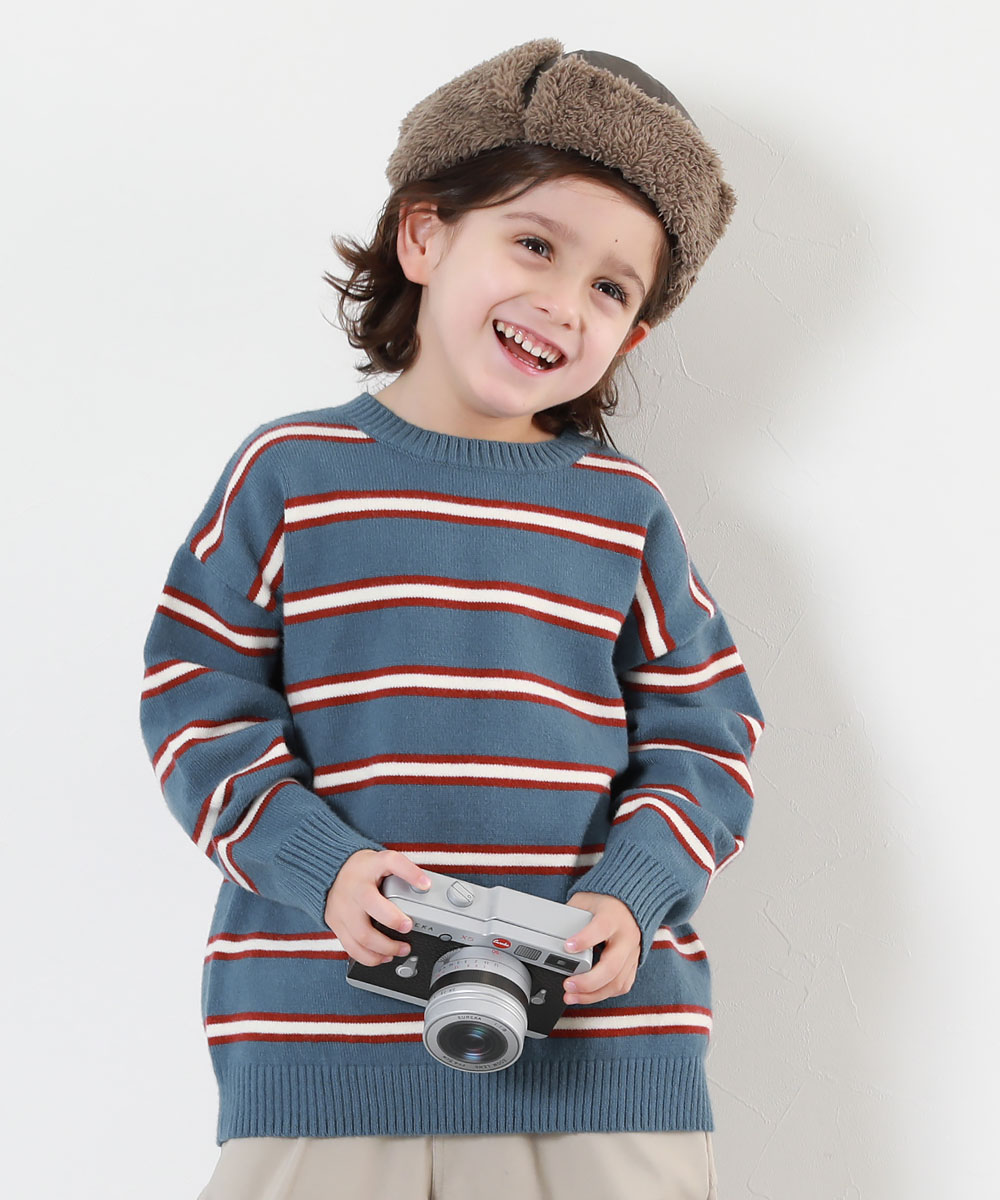 子供服 洗える チクチクしない素肌ニット マルチボーダープルオーバーキッズ 男の子 女の子 トップス ニット セーター ニットプルオーバー デビロック devirock | devirock | 02