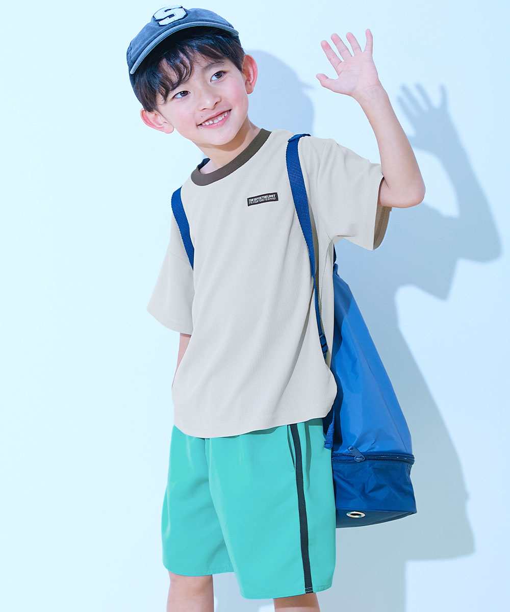 【アウトレット】水着 セットアップ水着 プールグッズ 水泳 海水浴 UVカット ラッシュTシャツ&ラインサーフパンツ セットアップ水着 キッズ 子供服 | devirock | 03