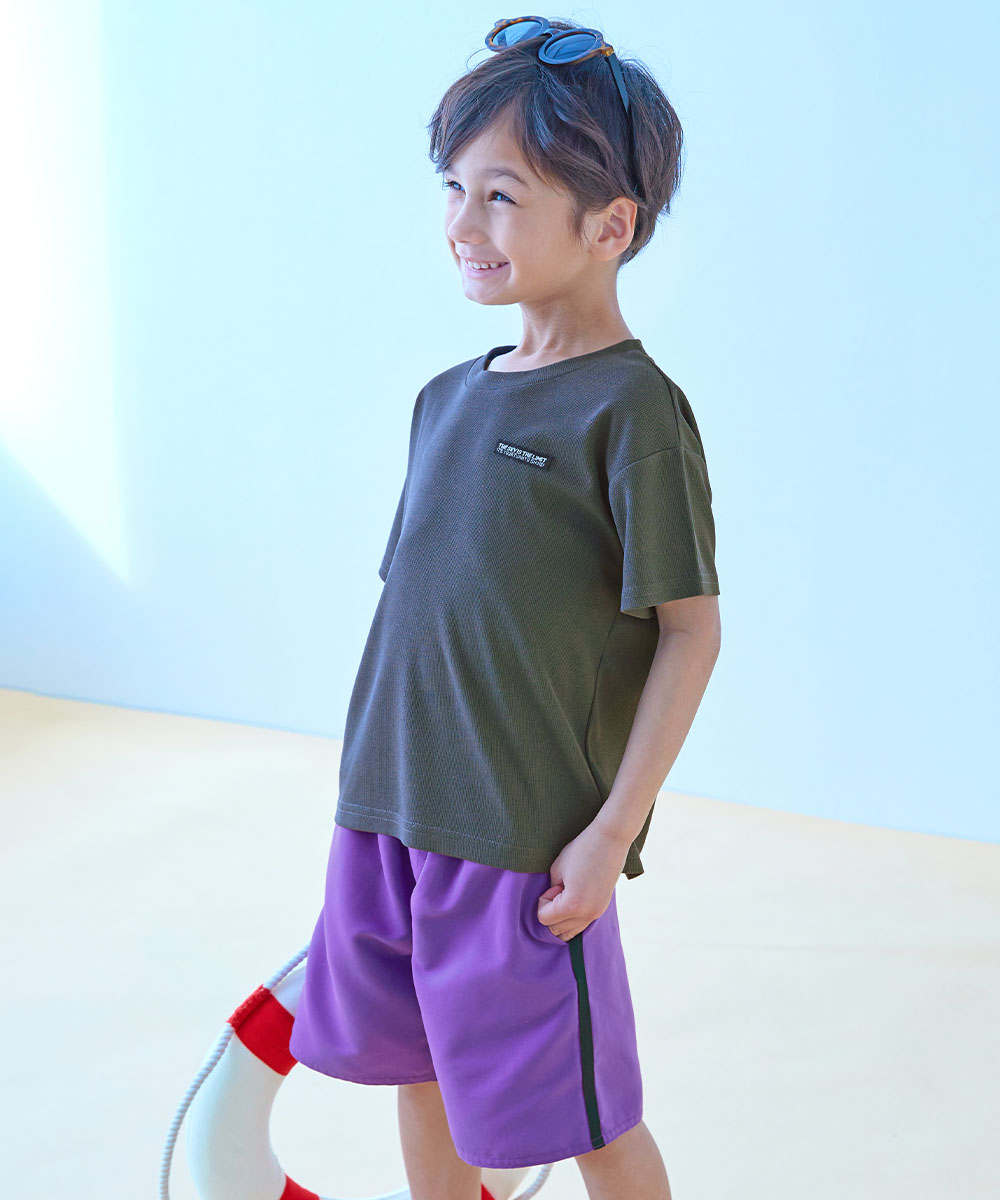 【アウトレット】水着 セットアップ水着 プールグッズ 水泳 海水浴 UVカット ラッシュTシャツ&ラインサーフパンツ セットアップ水着 キッズ 子供服 | devirock | 01