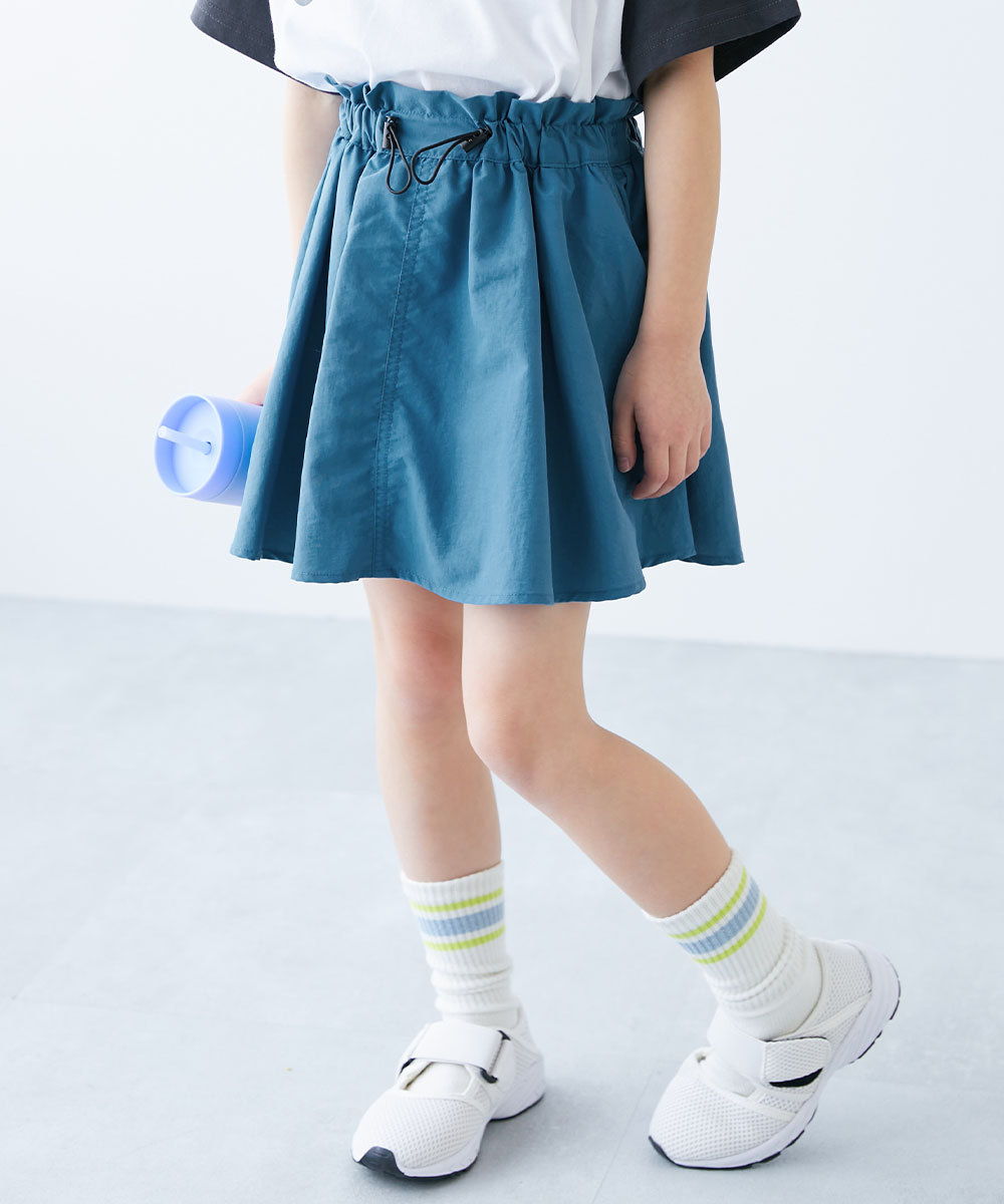 インナーパンツ付 スカッツ 【水はじく】撥水ナイロン ドロストスカート(インパン付き)  devirock 26ss_水はじく 26summer_girls | devirock | 04