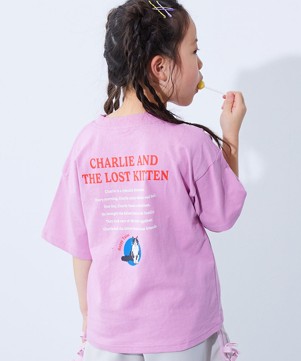 Tシャツ トップス 綿100％ デビラボ ガールズ BIGシルエット プリント半袖Tシャツ キッズ ベビー服 子供服 女の子  デビロック devirock | devirock | 13