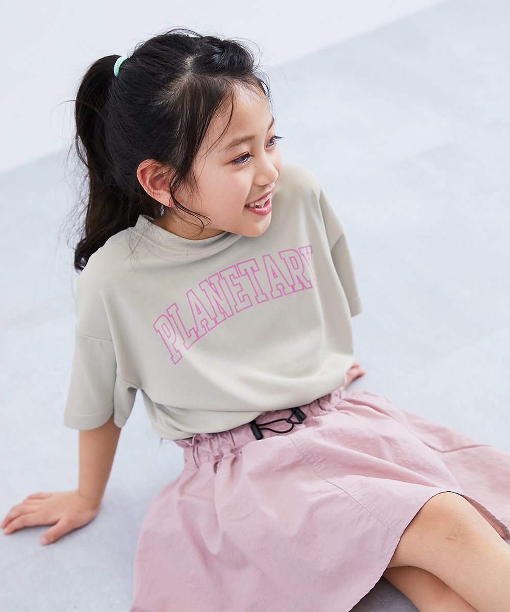 ロゴ プリント 速乾 トップス 【涼感 サラッとメッシュ】× デビラボ ガールズ プリント 半袖Tシャツ キッズ デビロック 26summer_girls heatstroke | devirock | 02