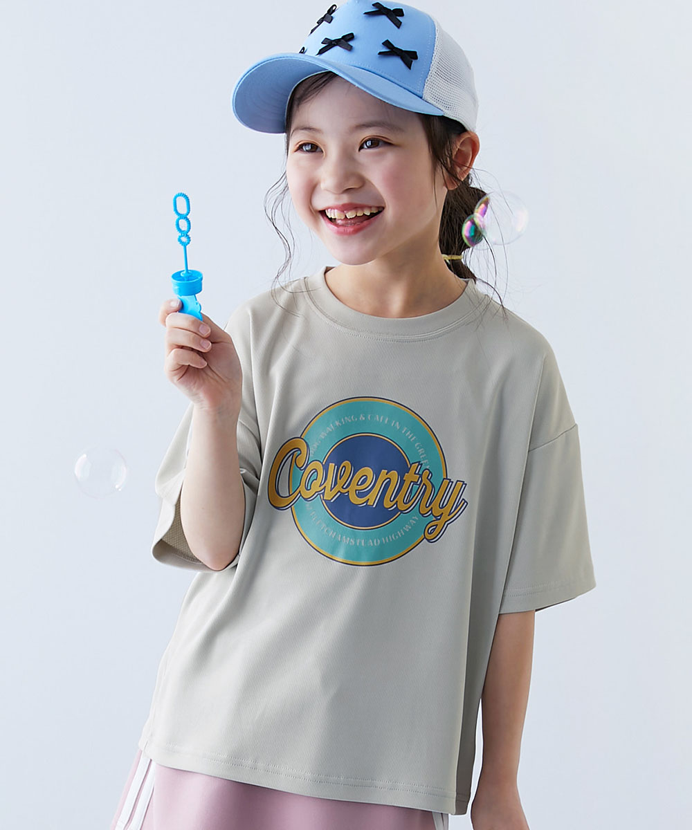 ロゴ プリント 速乾 トップス 【涼感 サラッとメッシュ】× デビラボ ガールズ プリント 半袖Tシャツ キッズ デビロック 26summer_girls heatstroke | devirock | 05