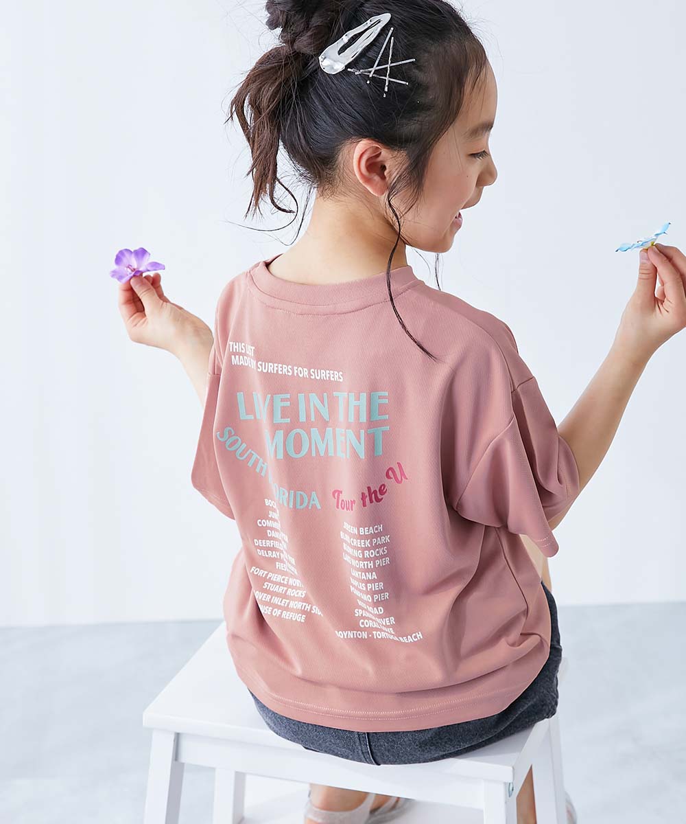 ロゴ プリント 速乾 トップス 【涼感 サラッとメッシュ】× デビラボ ガールズ プリント 半袖Tシャツ キッズ デビロック 26summer_girls heatstroke | devirock | 09