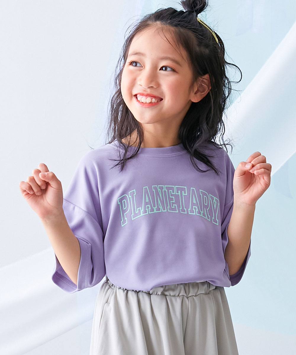 ロゴ プリント 速乾 トップス 【涼感 サラッとメッシュ】× デビラボ ガールズ プリント 半袖Tシャツ キッズ デビロック 26summer_girls heatstroke | devirock | 11