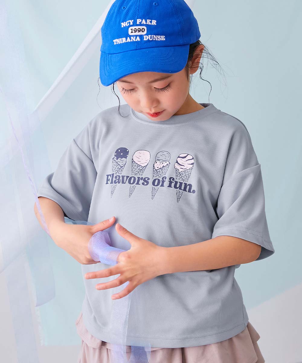 ロゴ プリント 速乾 トップス 【涼感 サラッとメッシュ】× デビラボ ガールズ プリント 半袖Tシャツ キッズ デビロック 26summer_girls heatstroke | devirock | 12