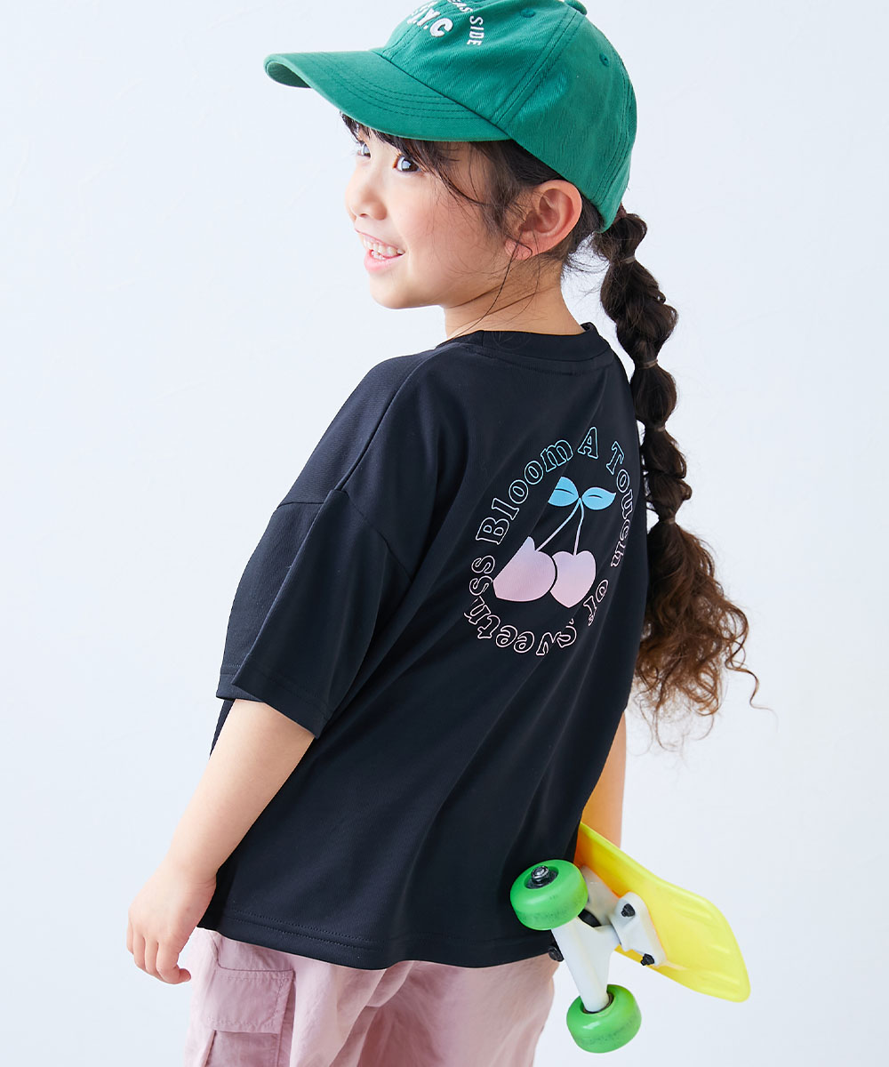 ロゴ プリント 速乾 トップス 【涼感 サラッとメッシュ】× デビラボ ガールズ プリント 半袖Tシャツ キッズ デビロック 26summer_girls heatstroke | devirock | 18